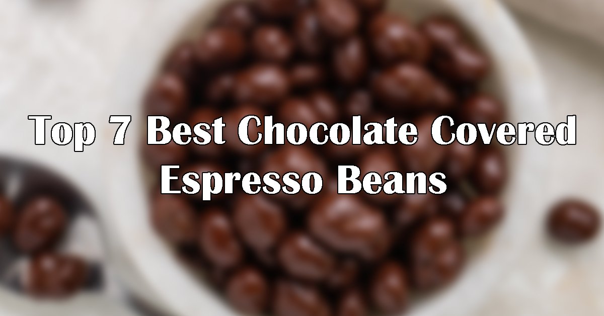 Chocolate covered espresso beans in a white bowl
